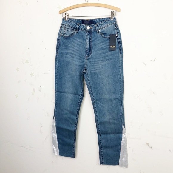 RACHEL Roy hi rise cropped raw hem sequin detail jeans - Picture 9 of 13